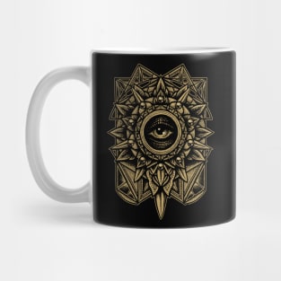 Sacred Geometry Seraphim Star Mandala Sepia Mug